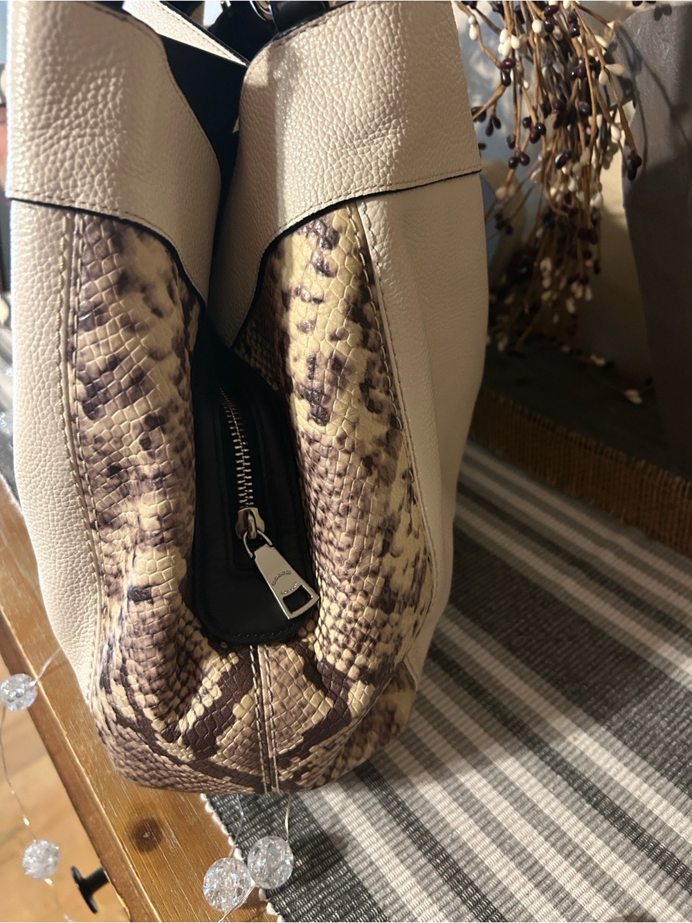 Coach Eddie Carryall F36705 Pebbled Leather Python Embossed 3-Compartment - Picture 6 of 10